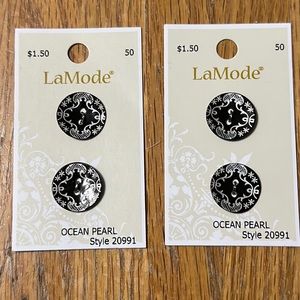 4 black with silver print buttons New - $1 if bundled